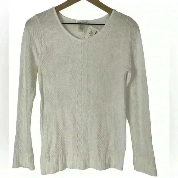 NWT Style &‎ Rose White Cable Knit Long Tunic Sweater - Picture 1 of 3